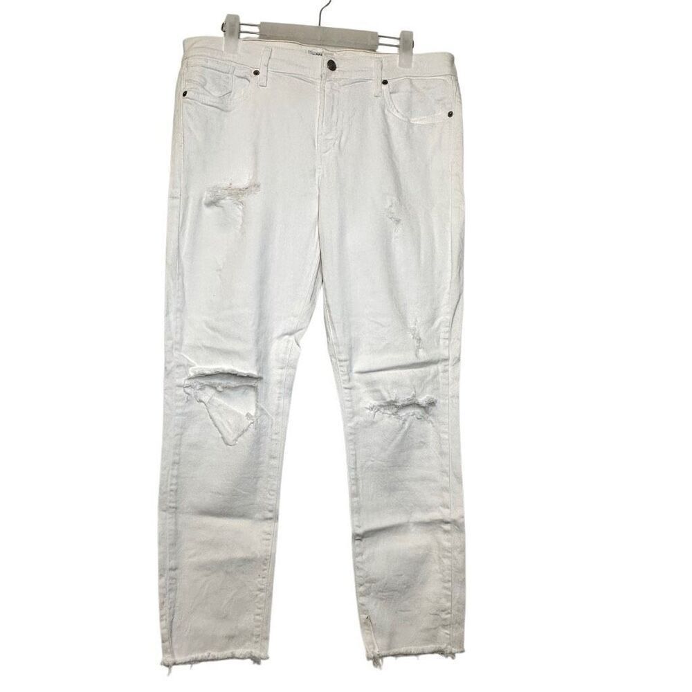 Agolde High Rise Sophie Crop Distressed Stretch Skinny Jeans White Size 32